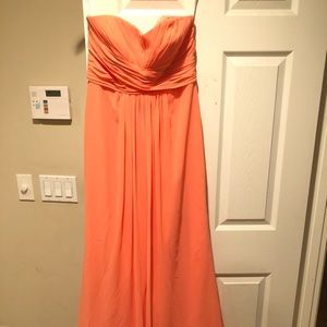 Coral bridesmaid dress from David’s Bridal